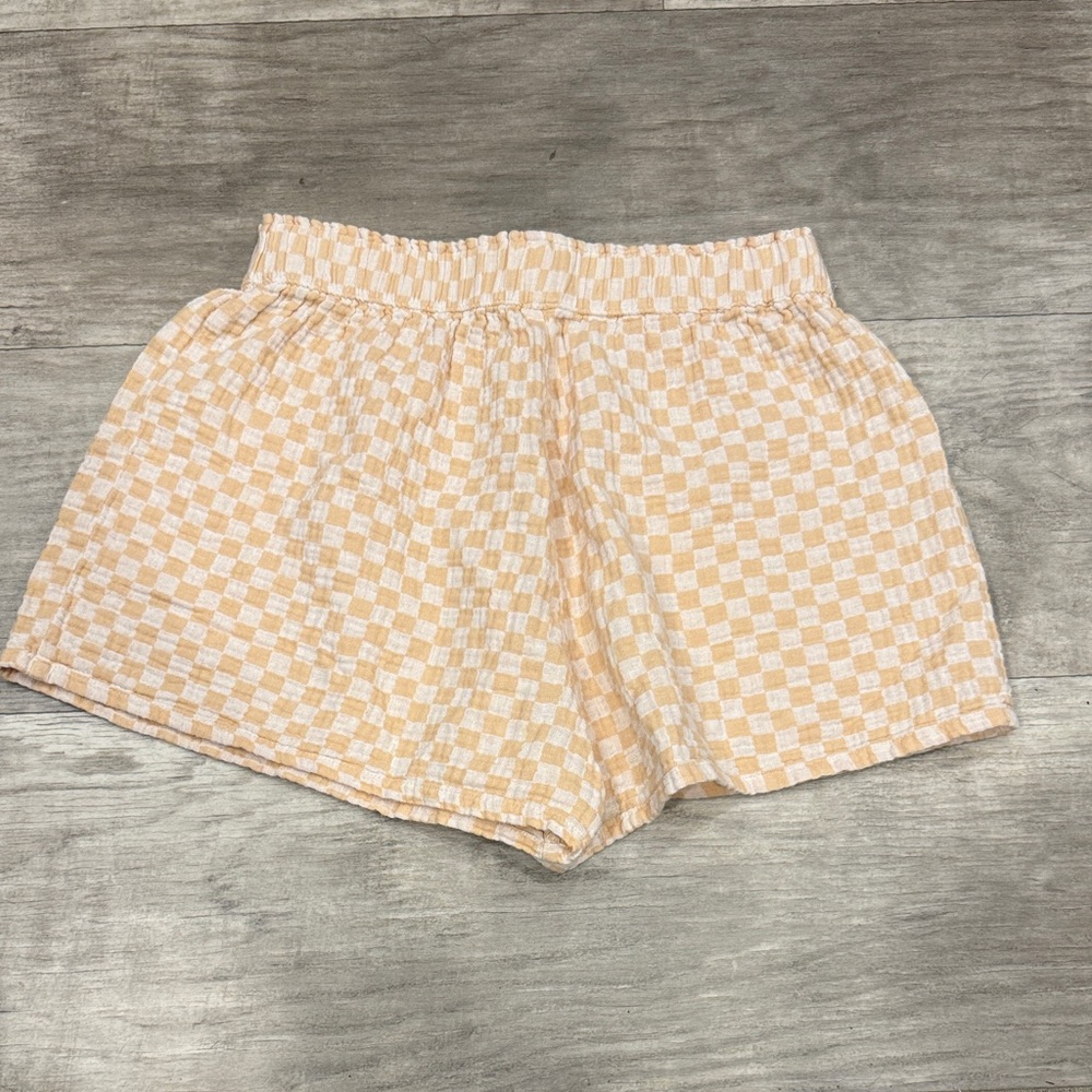 Rylee + Cru Linen Blend Checkered Shorts